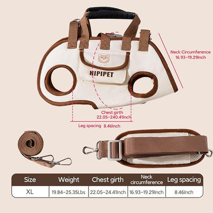 Portable Breathable Pet Carrier Sling &amp; Backpack for Dogs &amp; Cats, Adjustable Full-Body Harness with Traction Leash, Crossbody &amp; Car-Friendly (XL)