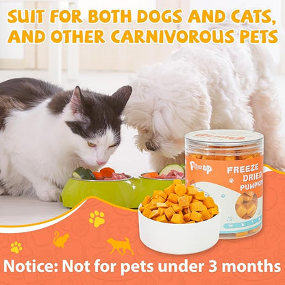 Freeze-Dried Pumpkin Treats for Dogs &amp; Cats – High Fiber, Single Ingredient Natural Snacks for Digestion &amp; Gut Health, Healthy Food Toppers, 1.58 oz