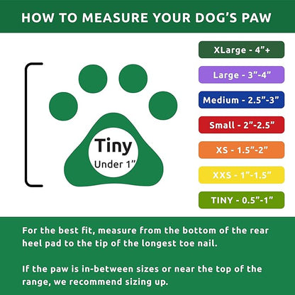 PawZ Rubber Dog Boots for Paws up to 1", 24 Total (2 Packs of 12) - All-Weather Dog Booties for Hot Pavement, Snow, Mud, and Rain - Waterproof, Anti Slip Dog Socks - Tiny, Green