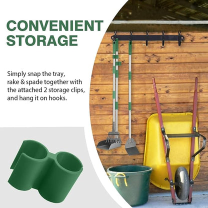 Pooper Scooper, Long Handle Dog Pooper Scooper, Heavy Duty Stainless Steel Rake with Tray &amp; Spade Set for Pet Waste Removal, for Grass, Dirt or Gravel - Green