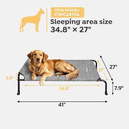 Veehoo Original Elevated Dog Bed - Outdoor Raised Cot for Large Dogs, One-Sided Raised Headboard Cooling Pet Bed, Sleeping Training Cot, Non-Slip &amp; Breathable, XL, CWC2417A