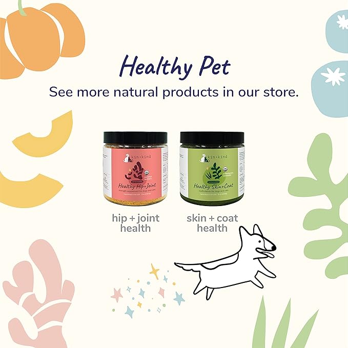 kin+kind Organic Pumpkin Powder for Dogs &amp; Cats for Healthy Poop - Made in USA - Natural Pumpkin Powder Formula w/Flax Seed, Ginger, Turmeric &amp; Coconut - Nutritional Supplement - Large 8oz