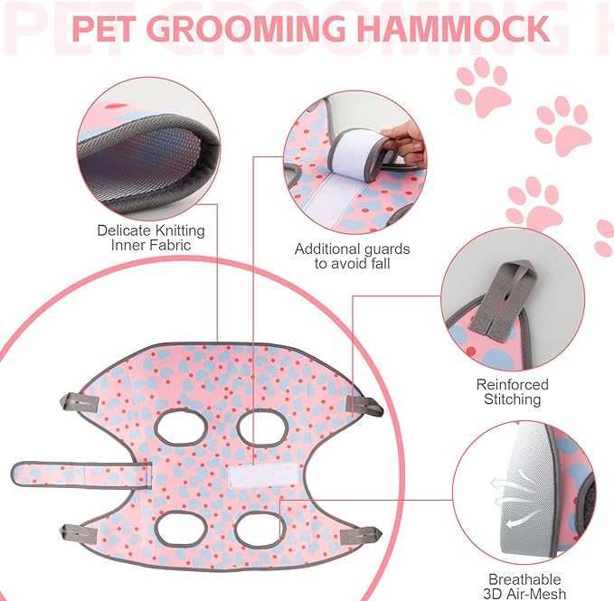 Dog Grooming Hammock for Small Dogs &amp; Cats, Dog Grooming Harness for Nail Trimming, Pet Grooming Sling Helper with Nail Clippers/Nail Trimmers