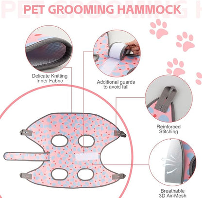 Dog Grooming Hammock for Small Dogs &amp; Cats, Dog Grooming Harness for Nail Trimming, Pet Grooming Sling Helper with Nail Clippers/Nail Trimmers