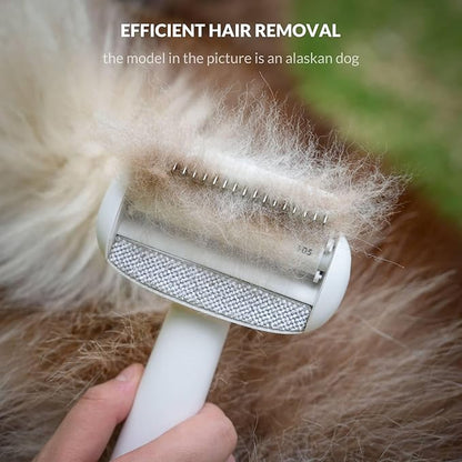 Self Cleaning Grooming Brush for Shedding Pets Rake Gently Removes Loose Undercoat Mats Tangled (Pink)