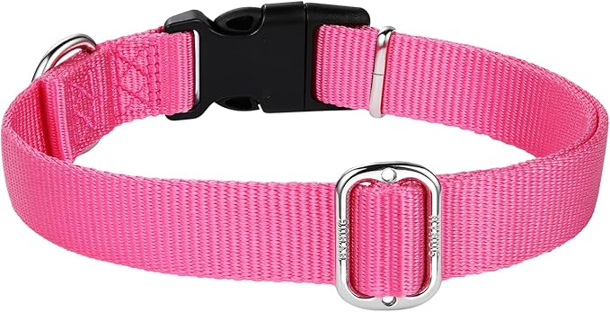 Hyhug Small Dog Collar Quick-Release Pink| Heavy-Duty Nylon Puppy Collar, Adjustable &amp; Durable Pet Supplies for Boy &amp; Girl Dogs (Small, Candy Pink)