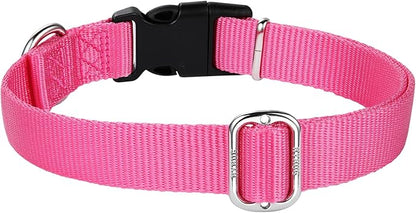 Hyhug Small Dog Collar Quick-Release Pink| Heavy-Duty Nylon Puppy Collar, Adjustable &amp; Durable Pet Supplies for Boy &amp; Girl Dogs (Small, Candy Pink)