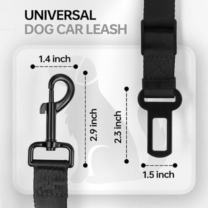 Thickened Dog Seat Belt for Car, 3 Pack Set Retractable Dog Car Leash Adjustable Dog Seat Belt for Vehicle Nylon Pet Safety Seat Belts Heavy Duty &amp; Elastic,Seat Belt for Large Dogs in Car, Black