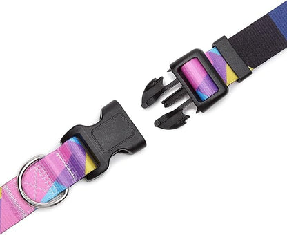 Mercano Adjustable Dog Collar - Special Design Patterns, Soft Nylon Comfortable Sturdy Pet Collar for Small Medium Large Dogs (L, Geometry Purple)