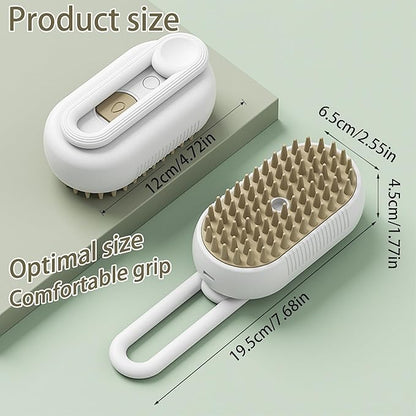 Cat Steam Brush for Shedding Dog Brush with Steam Pet Hair Cleaning Brush Comb for Spray 3 in 1 Pet Grooming for Long &amp; Short Haired Pets – Spritz Defur Comb for cats(Gray)