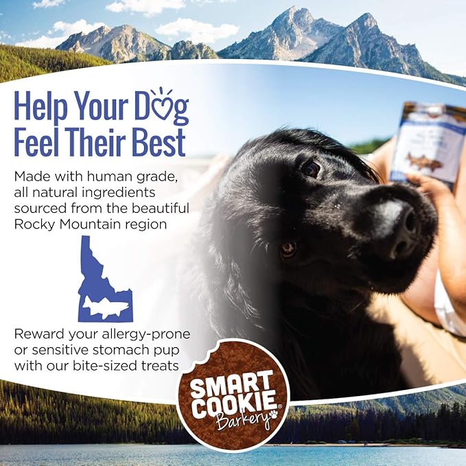 Smart Cookie All Natural Dog Treats - Trout &amp; Apple - Training Treats for Dogs with Allergies, Sensitive Stomachs - Soft Dog Treats, Grain Free, Chewy, Human-Grade, Made in USA - 5oz, Pack of 3