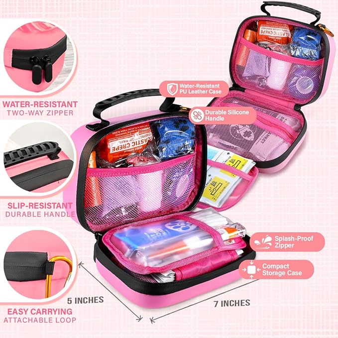 EVERLIT Pet Medic First Aid Kit | 95 Pcs Vet-Approved Medical, Outdoor &amp; Emergency Supplies for Dogs, Cats, Animal Care | Travel-Friendly Compact Bag for Home, Car and Travel (Valentine Lace)