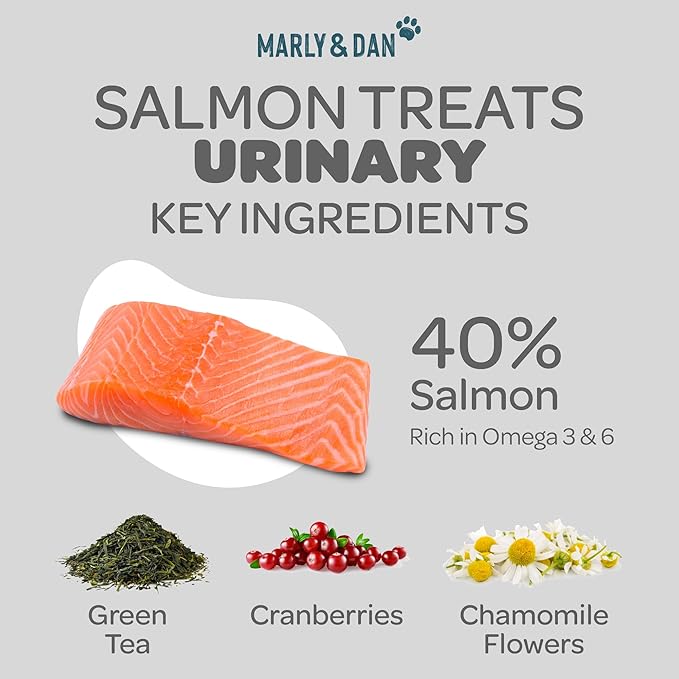 Marly &amp; Dan Salmon Treats for Cats with Brewers Yeast &amp; Green Tea, Urinary Recipe, 3oz Bag