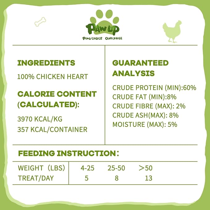 Freeze Dried Chicken Heart Pet Treats, High Protein Freeze-Dried Pet Food for Dogs, Cats, Fresh Ingredient, 3.2 oz, Rawhide Free, Gluten&amp;Grain Free