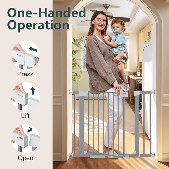 Cumbor 29.7"-40.6" Baby Gate for Stairs, Mom&