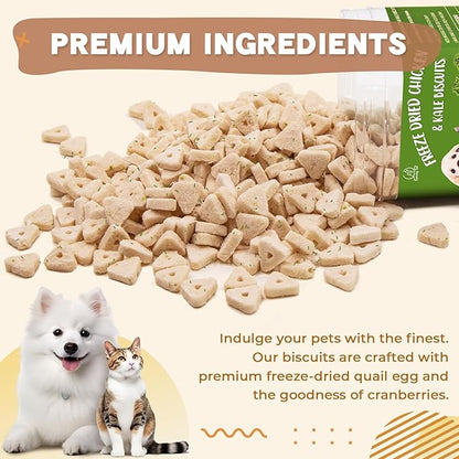 Freeze Dried Chicken &amp; Kale Cube Cat &amp; Dog Treats Biscuits, Dehydrated High Protein Weight Control Traing Treats for Small Dogs Cats 1.8 Ounce