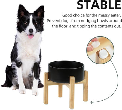 Ceramic Raised Dog Bowl Set, Elevated Dog Bowl with Stand, Food and Water Bowl for Medium Breed Dogs, Weighted Dog Dishes, Pet Bowl(7.3&