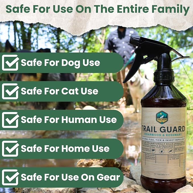 Trail Guard Natural Extra Strength Insect, Flea and Tick Spray for Dogs, Cats, People &amp; Home - 16oz Lemongrass Scented Plant-Based Insect &amp; Tick Repellent for Dogs - Kid Safe (16oz)