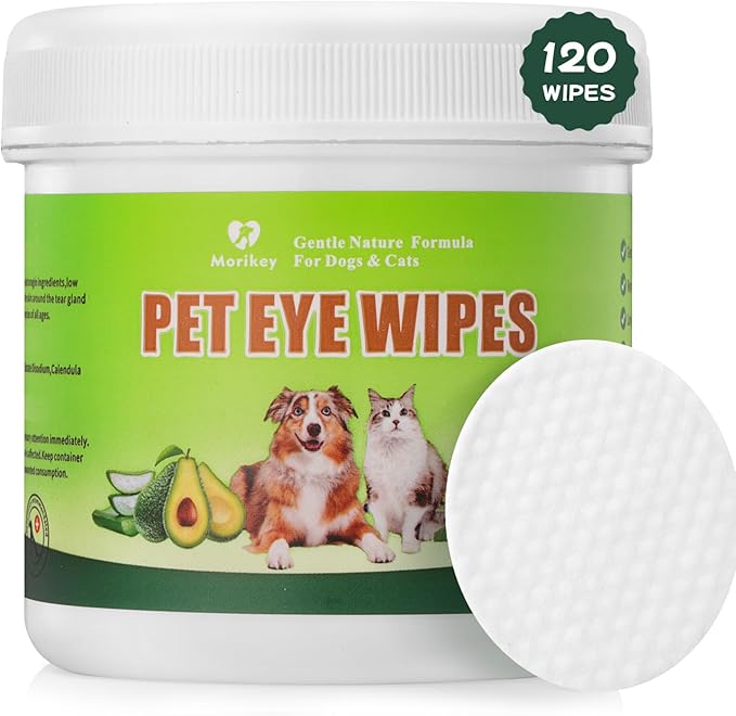 Pet Eye Wipes,Nature Eye Cleaning Wipes for Dogs&amp;Cats Gentle Eye Cleaner Pads for Tear Stain Remover Eye Debris,Discharge,Mucus Secretions,Non-Irritation,Plant Based-120Ct