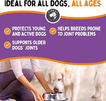 Joint Repair Hip and Joint Chews for Dogs - Finest for Pets Glucosamine, Chondroitin, MSM, Omega 3 &amp; Turmeric for Dog Joint Support, Mobility &amp; Pain Relief - (120 Chicken Flavored Chews, Made in USA)