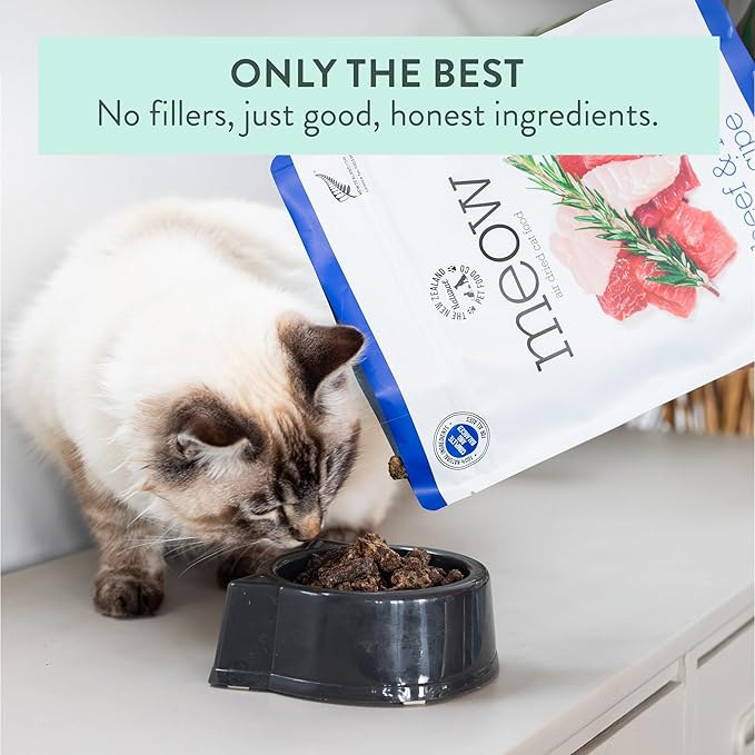 Meow Air Dried Cat Food - Beef &amp; Hoki Recipe - Topper, Mixer or as Cat Training Treats, All Life Stages - 26.5 oz