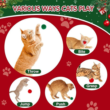 Cat Toy Set (2+60) - Pom Pom Balls &amp; Launchers, Interactive Enrichment Toys