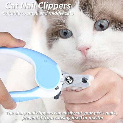 2PCS Pet Grooming Kit, Cat Brushes &amp; Cat Nail Clipper, Cat Grooming Brush for Sedding and Grooming Fur（Blue）