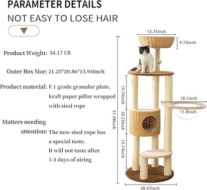 2025 Modern Cat Tree Tower for Large Cats, Advanced Space Module Cat&