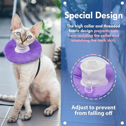 Cat Cone Collar Soft, Adjustable &amp; Lightweight Kitten Elizabethan e Collar to Stop Licking After Surgery, Ideal for Wound Recovery, Durable &amp; Machine Washable, Purple Small
