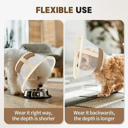 Soft Dog Cone Collar to Stop Licking-Adjustable Comfortable Mesh Recovery Cone After Surgery for Small or Miniature Dogs, Alternative to Plastic Elizabethan Collars for Neuter Incision Care (Brown,L)