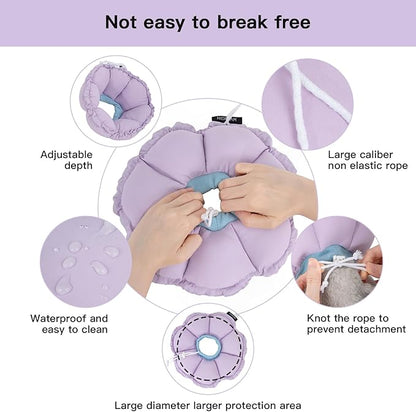 H HIDREAM Soft Cat Cone Collar， Cute Adjustable Cat Recovery Collar，Elizabethan e Collar That can Protect Head and Foot Wounds，Purple Flower All-Season Style