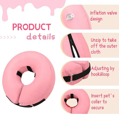 Supet Inflatable Dog Cone Collar Alternative After Surgery, Dog Neck Donut Collar Recovery E Collar to Stop Licking, Soft Dog Cone for Medium Large Dogs