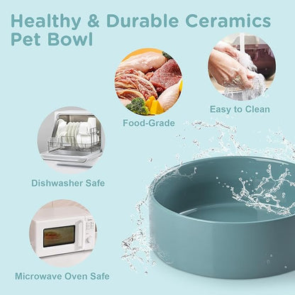 SPUNKYJUNKY Elevated Dog Bowls Ceramic, 7.3&