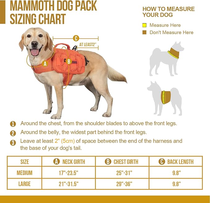 OneTigris Dog Backpack for Medium &amp; Large Dogs, Mammoth Nylon Dog Pack Tactical Backpack Harness with Side Pockets for Hiking Walking Training Running