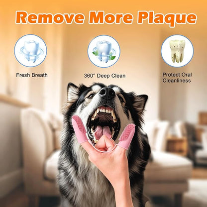 Dog Toothbrush, Dogs Tooth Brushing Kit, Cat Tooth Brush for Small to Large Dogs &amp; Puppies, 2Pack Double Finger Toothbrush for Dog Teeth 360 Cleaning &amp; Dental Care