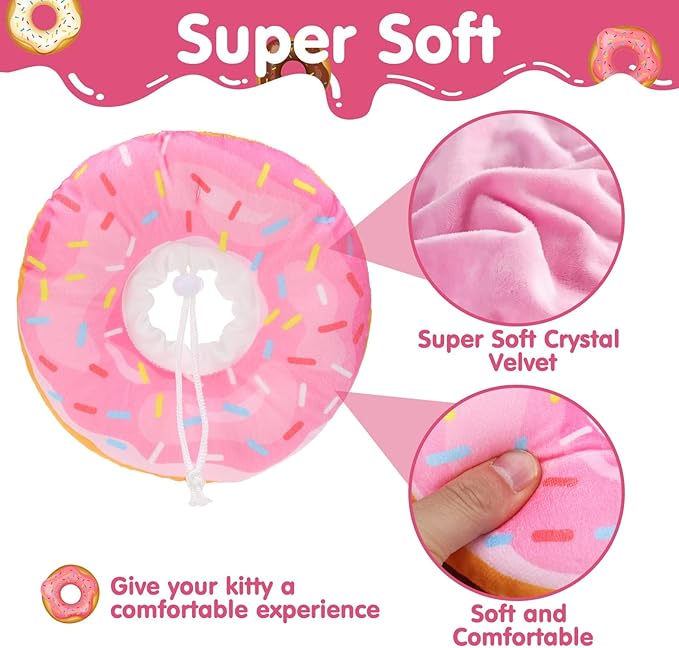 BINGPET Soft Donut Cat &amp; Small Dog Recovery Collar, Adjustable Protective Pet Cone After Surgery