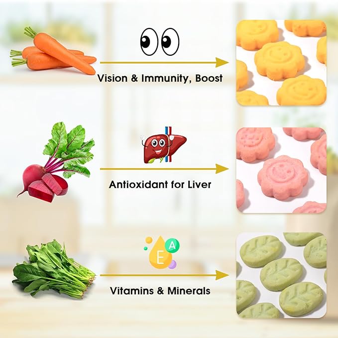 Abizoo 3 Vegetable Chews Treats: Grain Free Natural Snacks with Beet, Carrot, Spinach for Hamsters, Rabbits, Guinea Pigs &amp; Gerbils Crunchy for Digestive Support &amp; Dental Health 1.76oz/50g