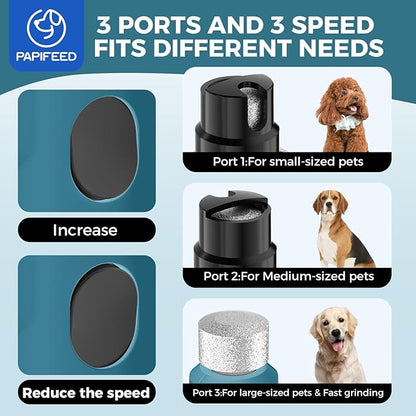 PIPAFFEED Dog Nail Grinder Upgraded with with Dog Nail Trimmers,2 LED Lights, 3-Speed Rechargeable &amp; Quiet - Upgraded Electric Pet Nail Trimmer, Painless Paws Grooming Tool-Bule
