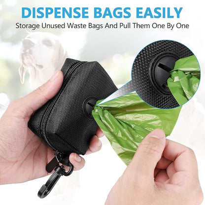 Dog Waste Bag Dispenser Pet Poop Bags Holder for Doggie Waste Bags Dispensers Soft Fabric Zipper Small Doggy Puppy Pouch for Leash Accessory Attachment with Carrier,2PCS Purple&amp;Black