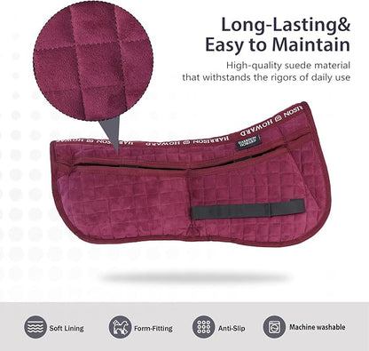 Harrison Howard Correction Half Pad with 4 Pockets and Foam Inserts with Differentiated Thickness Adjustable Horse Riding Pad with Added Cushioning and Comfort