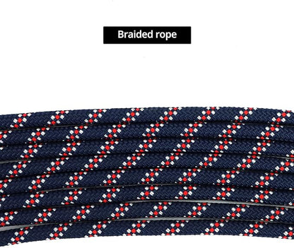 QWORK Adjustable Horse Training and Lunging Aid with Rear Fleece Cover, Navy/Red, Encourages Proper Head Carriage and Comfortable Stretching, Durable Braided Nylon Rope with Metal Clips,