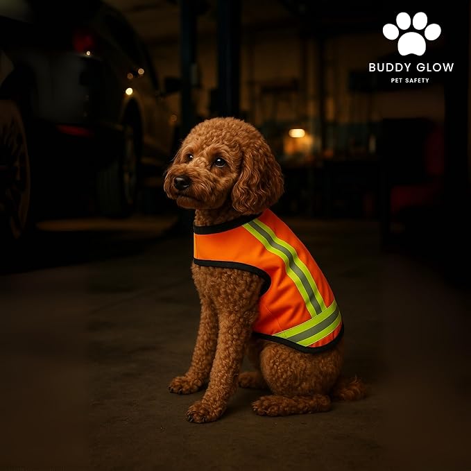 Reflective Dog Vest – Fluorescent Orange | High-Visibility, Water-Resistant Safety Jacket with Adjustable Fit for Day &amp; Night Walks, Hiking, Hunting, and Outdoor Use (Small)