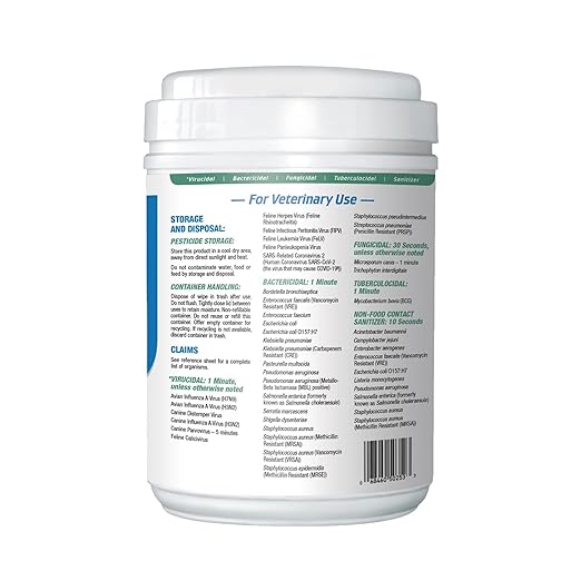 REScue One-Step Disinfectant Cleaner &amp; Deodorizer Wipes for Vet Use – Cleaner for Kennels, Litter Boxes, Vet Offices, Pet Grooming Surfaces, Pet Items – Wipes Canister, 160-Count (Pack of 1)