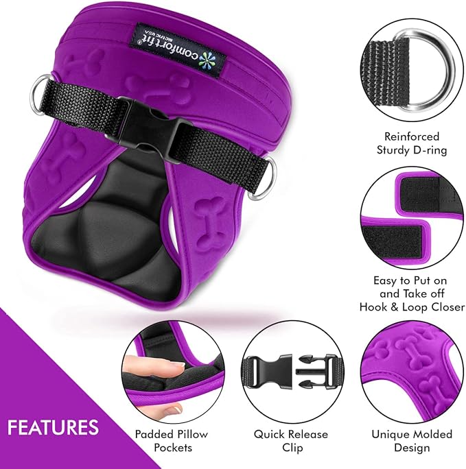 Comfort Fit Dog Harness No Pull with Adjustable Buckles Soft Padded Reflective Choke Step-in Pet Vest with Easy Control Handle for Small Medium Large Dogs &amp; Puppies for Walking Running Training