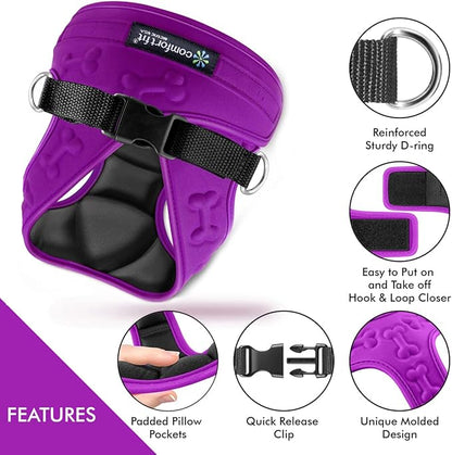 Comfort Fit Dog Harness No Pull with Adjustable Buckles Soft Padded Reflective Choke Step-in Pet Vest with Easy Control Handle for Small Medium Large Dogs &amp; Puppies for Walking Running Training