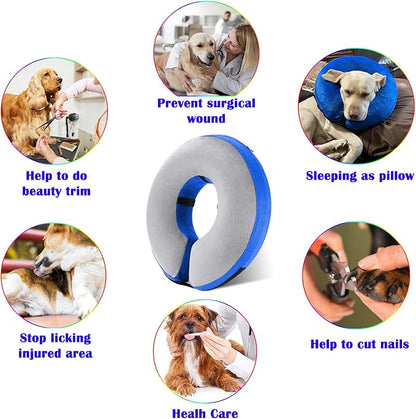 Katoggy Protective Inflatable Recovery Collar, Soft Blow-up Dog Cone Collar, Pet Donut Cone Collar, Comfy Elizabethan Collar After Surgery for Large Dog to Prevent from Biting &amp; Scratching