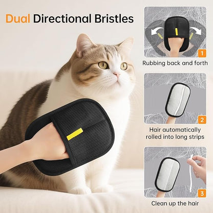 Pet Hair Removal Glove - Cat &amp; Dog Electrostatic Hair Remover Grooming Glove,Suitable for All Pets 2Pcs