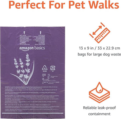 Amazon Basics Premium Dog Poop Bags, 600 Count, Enhanced Leakproof, Premium Lavender Scented