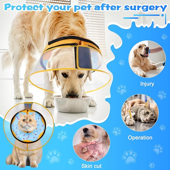 Inflatable Dog Cone Collar with Detachable Enhanced Anti-Licking Shield, Soft Neck Donut Collar for Dogs After Surgery, Adjustable Dog Cone Alternative for Large Medium Small Dogs &amp; Cats
