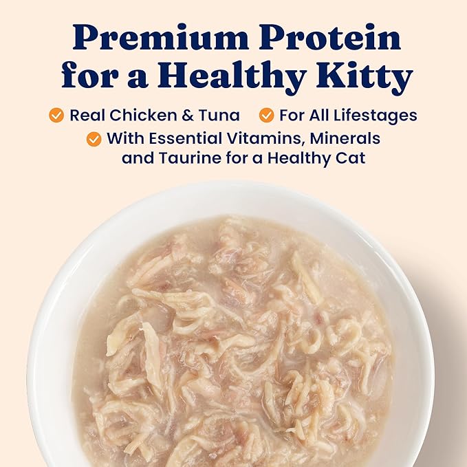 Solid Gold Wet Cat Food Shreds in Gravy - Healthy Canned Cat Food Made w/Real Chicken &amp; Tuna Shreds, Vitamins &amp; Minerals - Grain Free &amp; Gluten Free Canned Meals for Cats &amp; Kittens - 24ct/3oz Can